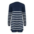 thumbnail image 4 of Annhoo Womens Striped Sweater Sets 2 Piece Lounge Outfits Long Sleeve Round Neck Shirts with Shorts Homewear, 4 of 4