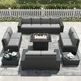 thumbnail image 2 of LayinSun 13 Pieces Outdoor Patio Furniture Set with 44" Fire Pit Table Black Rattan Sectional Sofa Conversation Sets, 2 of 7