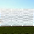 thumbnail image 4 of Kozyard Metal Privacy Screen 74" H x 47.2" W Decorative Outdoor Divider with Stand Panels Freestanding Screen Set for Deck Patio Balcony Garden Outdoor&Indoor (White/Chevron), 4 of 7