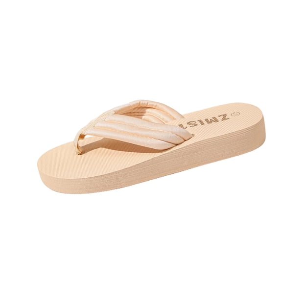 Gpaecead Women Flat Flip Flops Thick Sole Soft Cushioned Eva Non Slip Spring Summer Beach Home Lightweight Shoes,Beige
