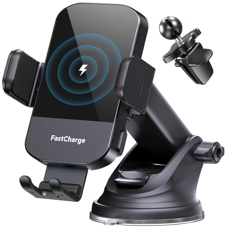 15W Car Wireless Charger Fast Charging for iPhone,Samsung Galaxy,Wireless Car Mount Car Charger Phone Holder for iPhone 17 16 15 14 13 12 11 Pro Max X,Black