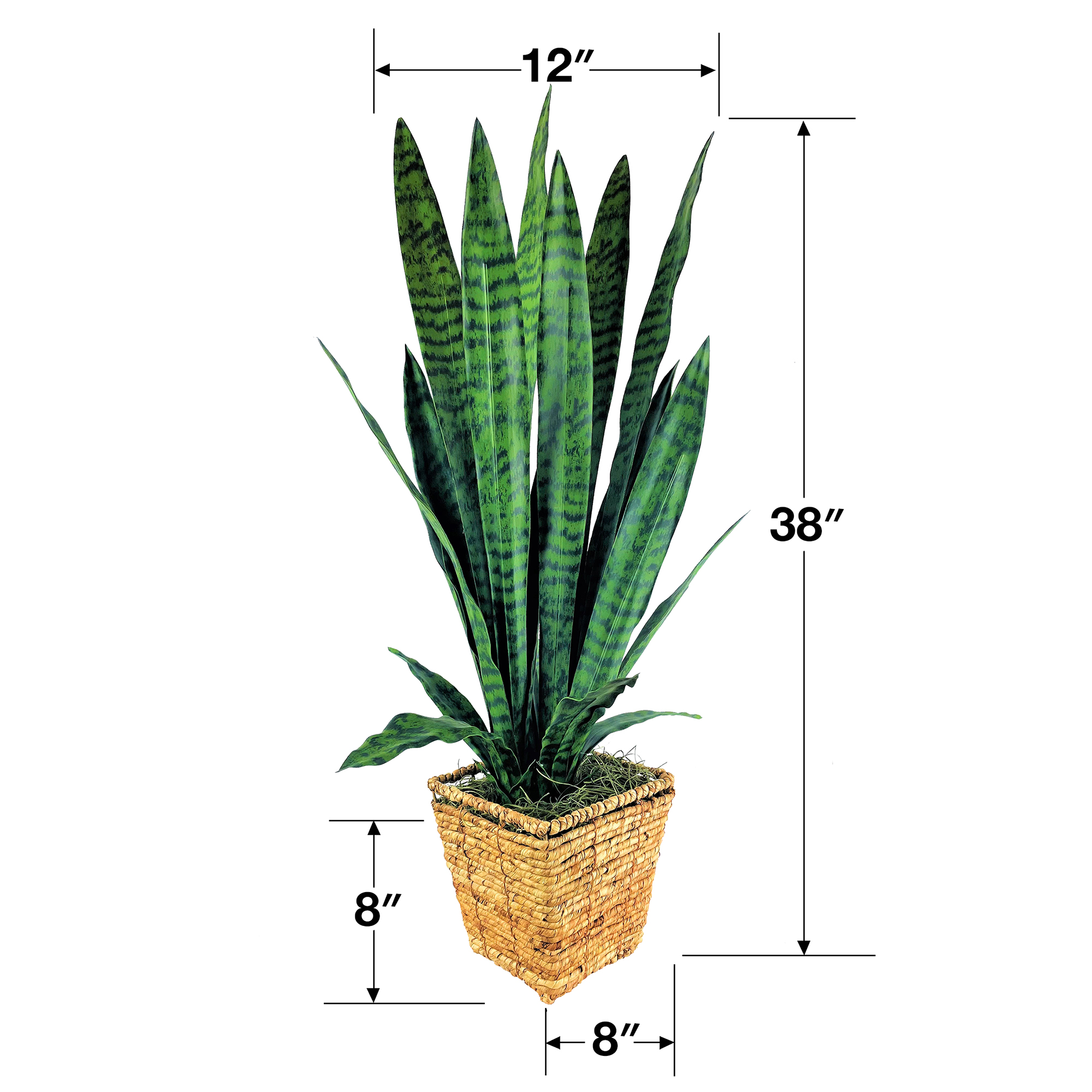 LCG Florals Artificial Plant, Snake Plant, 3.17 ft, Square Handwoven Basket