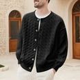 thumbnail image 2 of Betivan Mens Cable Knit Cardigan Sweater Crew Neck Casual Button Down Sweaters Long Sleeve Fall Winter Outwear, 2 of 4