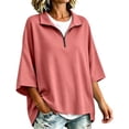 thumbnail image 2 of Guluxicc Women's Quarter Zip Sweatshirts Stand Collar 3/4 Sleeve Casual Loose Pullover Sweatshirts for Everyday Spring Fall Tops, 2 of 7
