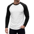 thumbnail image 5 of INSPIRE CHIC Men's Raglan T-Shirt Long Sleeve Crewneck Casual Baseball T-Shirts M White, 5 of 6