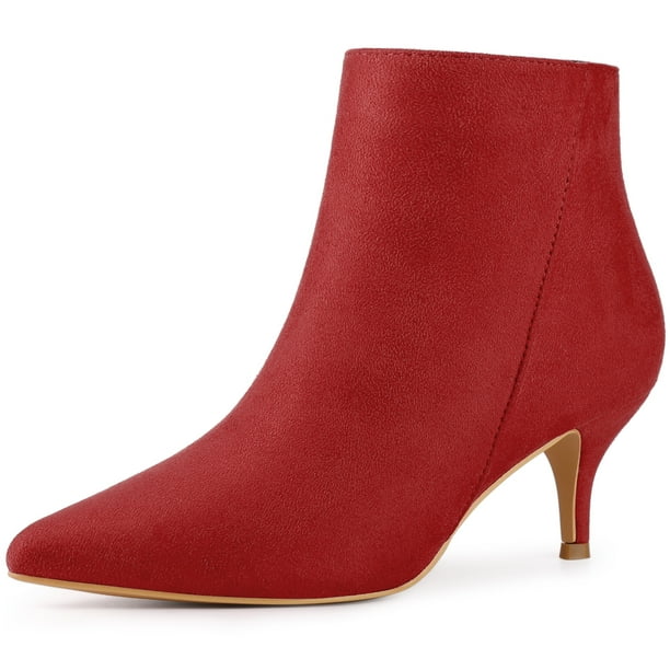 Botines de tacón de aguja con punta en punta para mujer Perphy Rojo 40