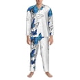 thumbnail image 3 of Fotbe Blue Flying Butterflies Pijama de Hombre con Estampado de Manga Larga, Conjunto de 2 Piezas, Ropa de Dormir Suave y Cómoda con Bolsillos-X-Large, 3 of 7