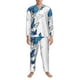thumbnail image 2 of Balery Blue Flying Butterflies Pijama para Hombre de Dos Piezas con Manga Larga, Conjunto de Dormir y Descanso Suave con Bolsillos-Medium, 2 of 6