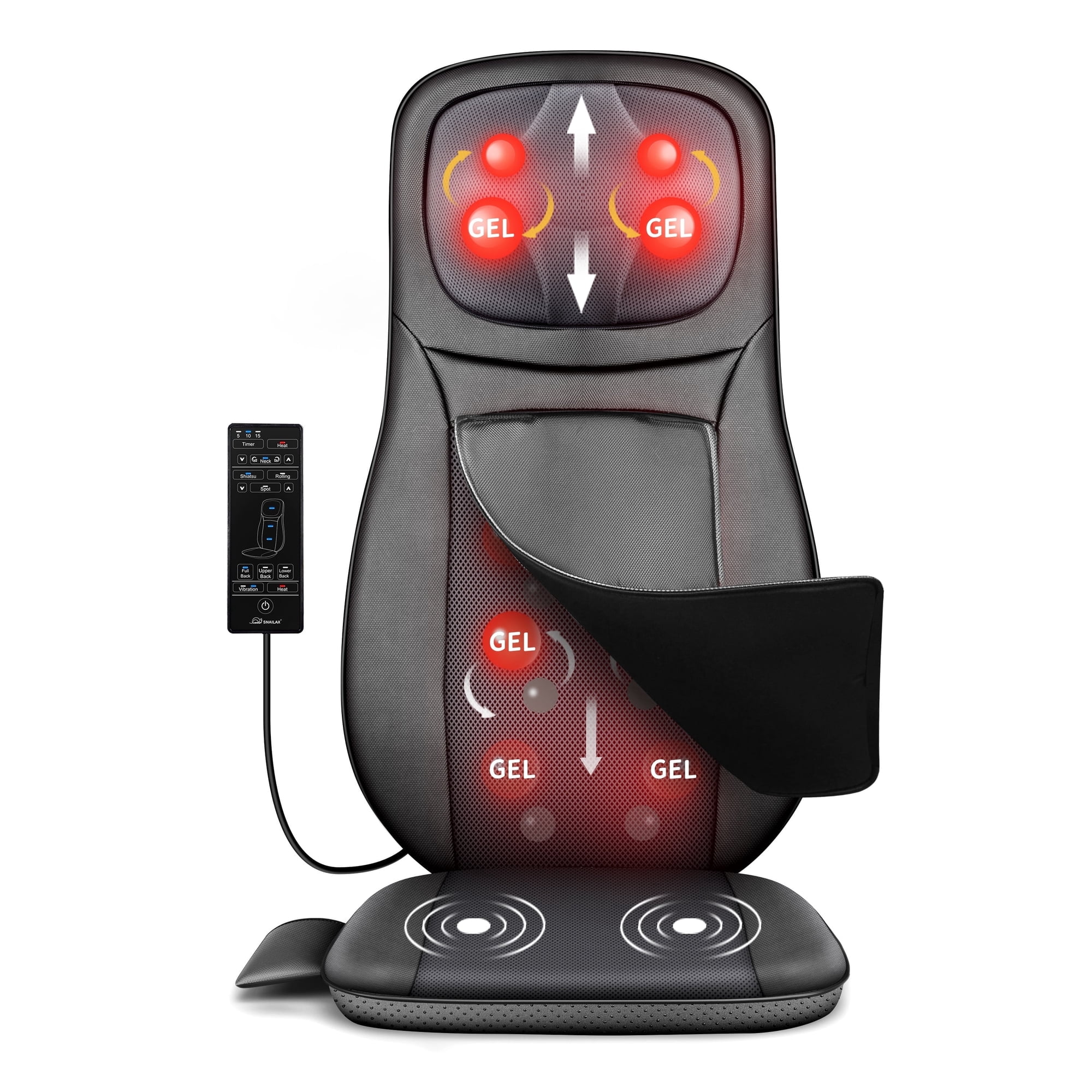 Snailax Shiatsu Back Massager with heat, Adjustable Height Seat Cushion Massager for Back Neck