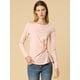 thumbnail image 4 of Blusa básica de manga larga con cuello redondo y frente giratorio para mujer Rosa L, 4 of 6