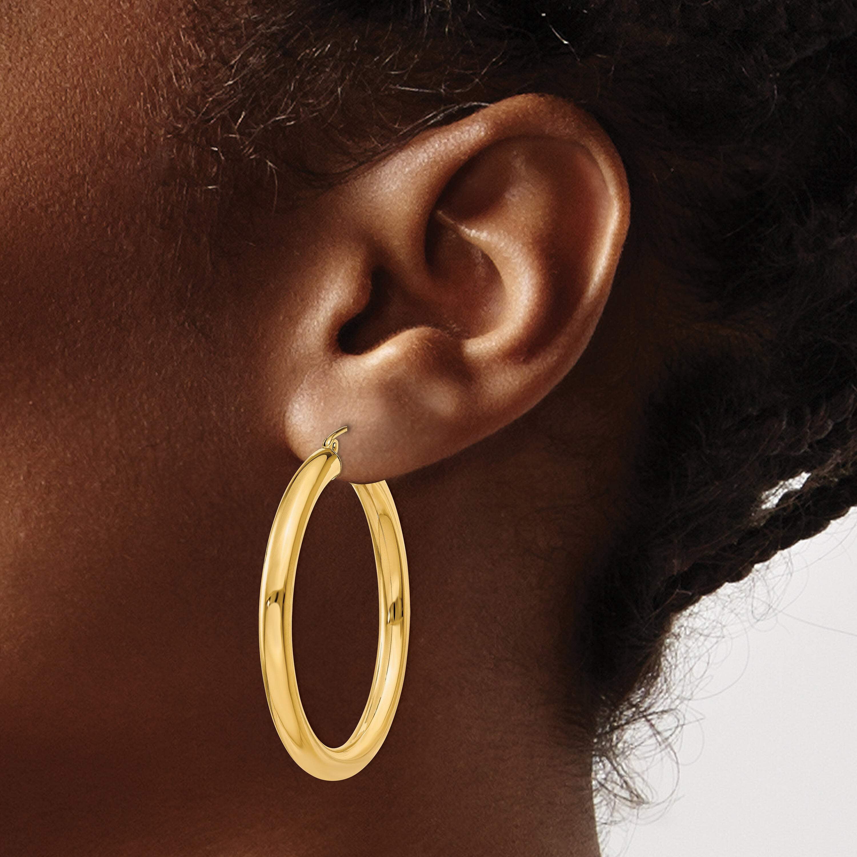 Primal Gold 14K Yellow Gold 4mm Tube Hoop Earrings