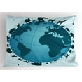 thumbnail image 1 of Wildlife Pillow Sham Graphic Globe Image Wild Animals Diversity Aligned in Circle Around the World, Decorative Standard Queen Size Printed Pillowcase, 30 X 20 Inches, Multicolor, by Ambesonne, 1 of 2