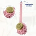 thumbnail image 5 of Unique Bargains Back Scrubber Double Side Long Handle Bath Brush Handle Brush for Bath Shower 15.35"x4.72"x4.13" Pink, 5 of 7