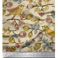 thumbnail image 1 of Soimoi Pink Poly Georgette Fabric Artistic Bird & Floral Printed Fabric 1 Yard 52 Inch Wide, 1 of 3