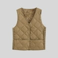 thumbnail image 2 of Htigea Womens Fleece Lined Vest Sleeveless Quilted Jackets Lightweight Winter Warm Vests with Pockets Khaki M, 2 of 3