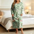 thumbnail image 4 of ZHYou Womens Plus Size Midi Dresses Floral Printed Long Sleeve Round Neck Loose Casual Nightgown Loungewear Sleep Dresses,Multicolor,Size XL, 4 of 7