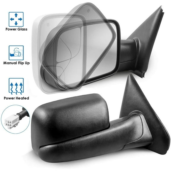 MOSTPLUS Pair Power Heated Adjustable Tow Mirrors for 2002-2009 Dodge Ram 1500 2500 3500