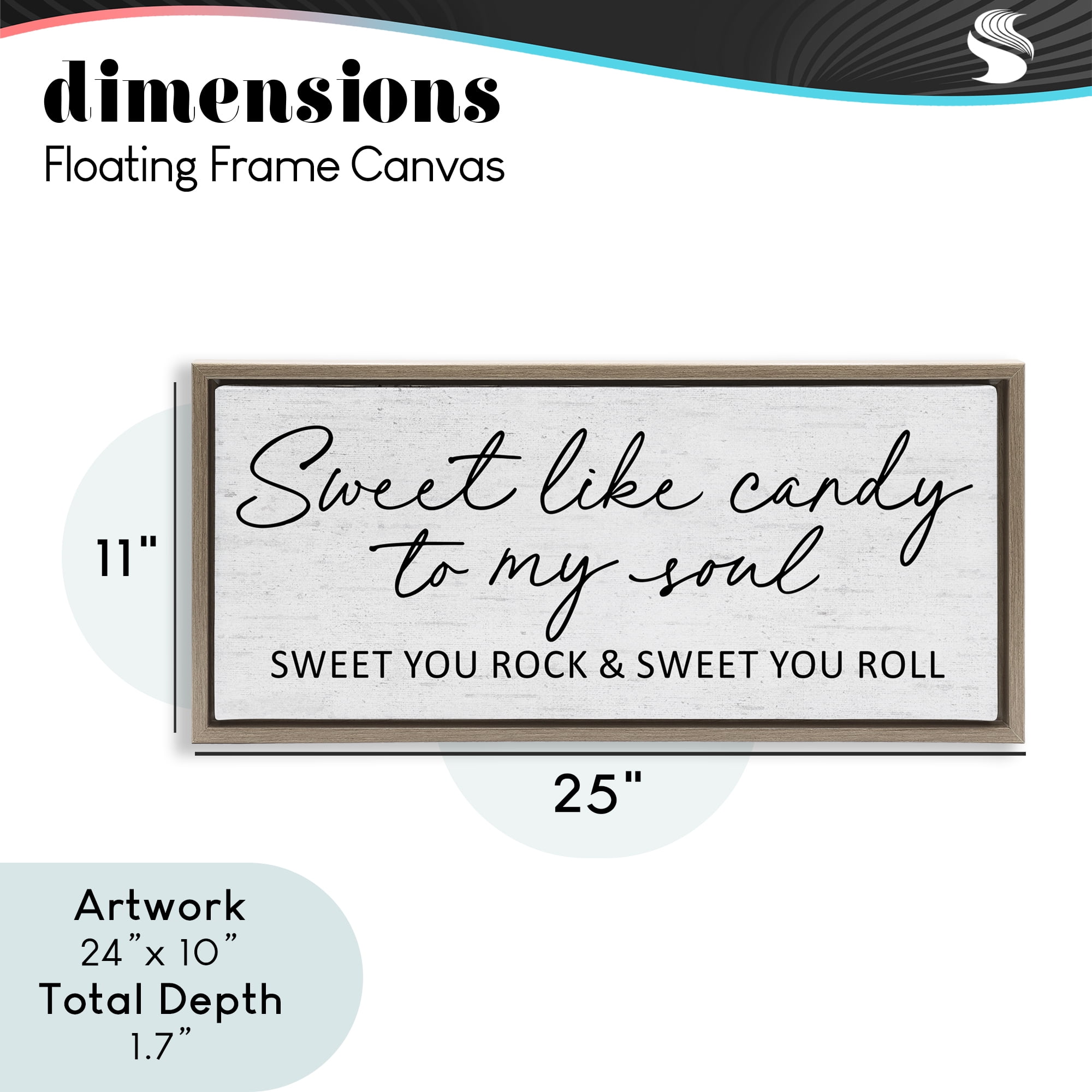 Sweet Like Candy Song Lyrics Brown Framed Floater Canvas Wall Art, design by Lettered and Lined