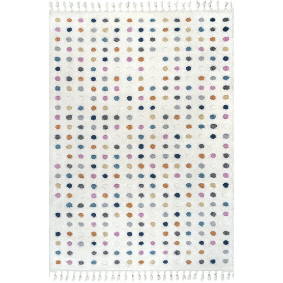 nuLOOM Behati Polka Dot Kids Tasseled Area Rug, 8' 10" x 12', Ivory