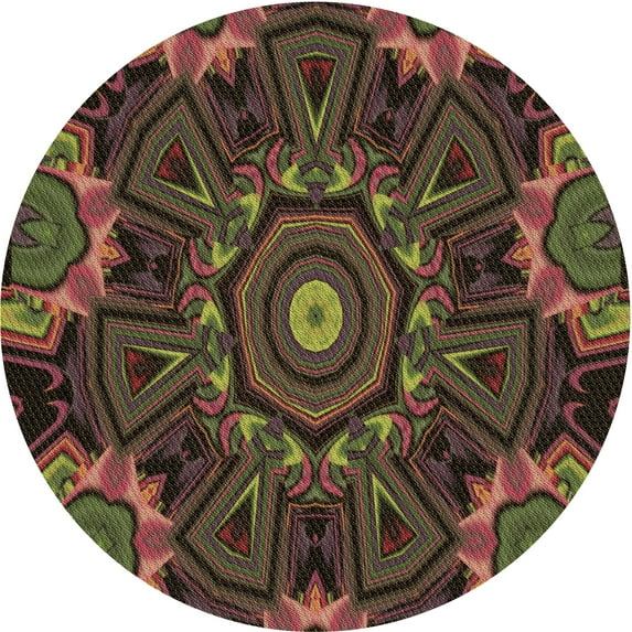 Ahgly Company Machine Washable Indoor Round Transitional Oak Brown Area Rugs, 3' Round
