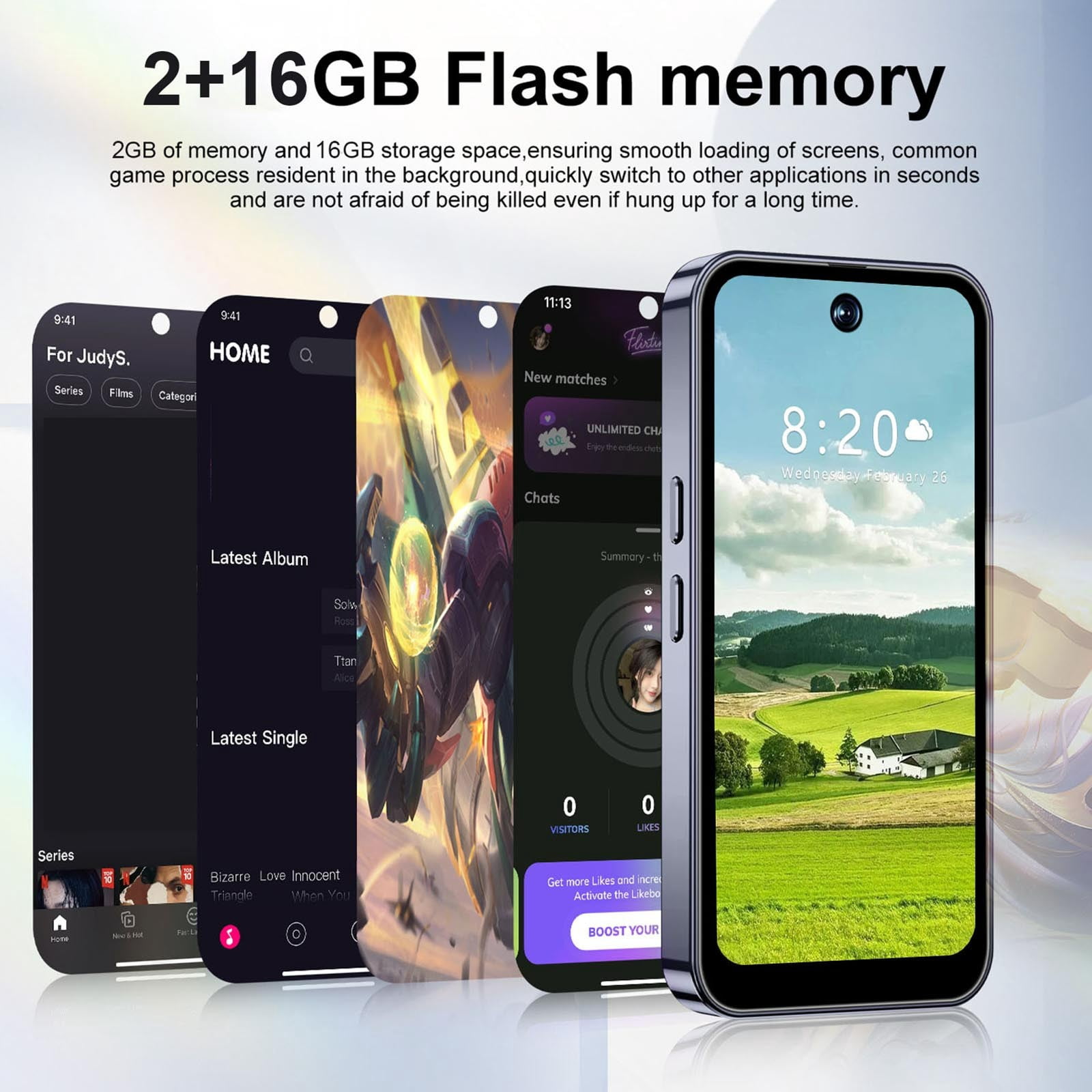 Kyusrd Unlocked android Smartphone 16GB ROM+2GB RAM android Phone 4IN HD Cell Phone 2MP Rear Camera System 2000mAh Phone Mobile Phone Large Storage