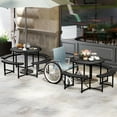 thumbnail image 4 of Costway Round Picnic Table Bench Set with 4 Benches Umbrella Hole All Weather Tabletop Black, 4 of 10
