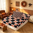 thumbnail image 4 of Homewish Pumpkin Plaid Twin Sheets, Happy Halloween Bedding, Black Orange White, 3 Pieces (1 Flat Sheet, 1 Fitted Sheet and 1 Pillowcase), 4 of 6