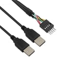 thumbnail image 2 of Placa base de 50cm Dupont 2,54 9Pin Dual USB 2,0 tipo A Cable de datos de extensión macho A macho Línea alámbrica para PC DIY, 2 of 4