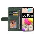 thumbnail image 2 of Case for LG K42/K52/K62 Leather Wallet Book Flip Folio Stand View Cover - Green, 2 of 5