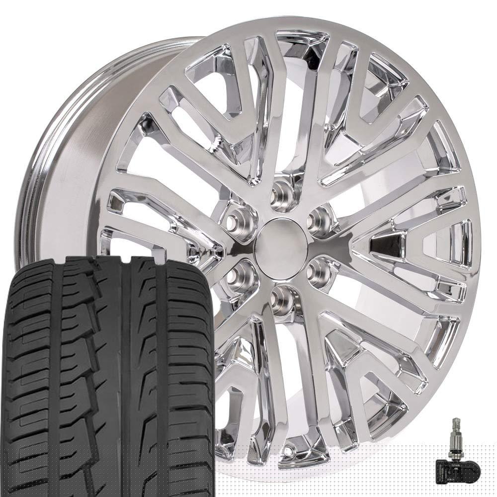 OE Wheels CV37 22 Inch Rims and Tires Fit Sierra 1500 Style 6x139.7 22x9 Chrome - Hollander 5906 - iMove Gen 2 SUV 285/45-22 (Set of 4)