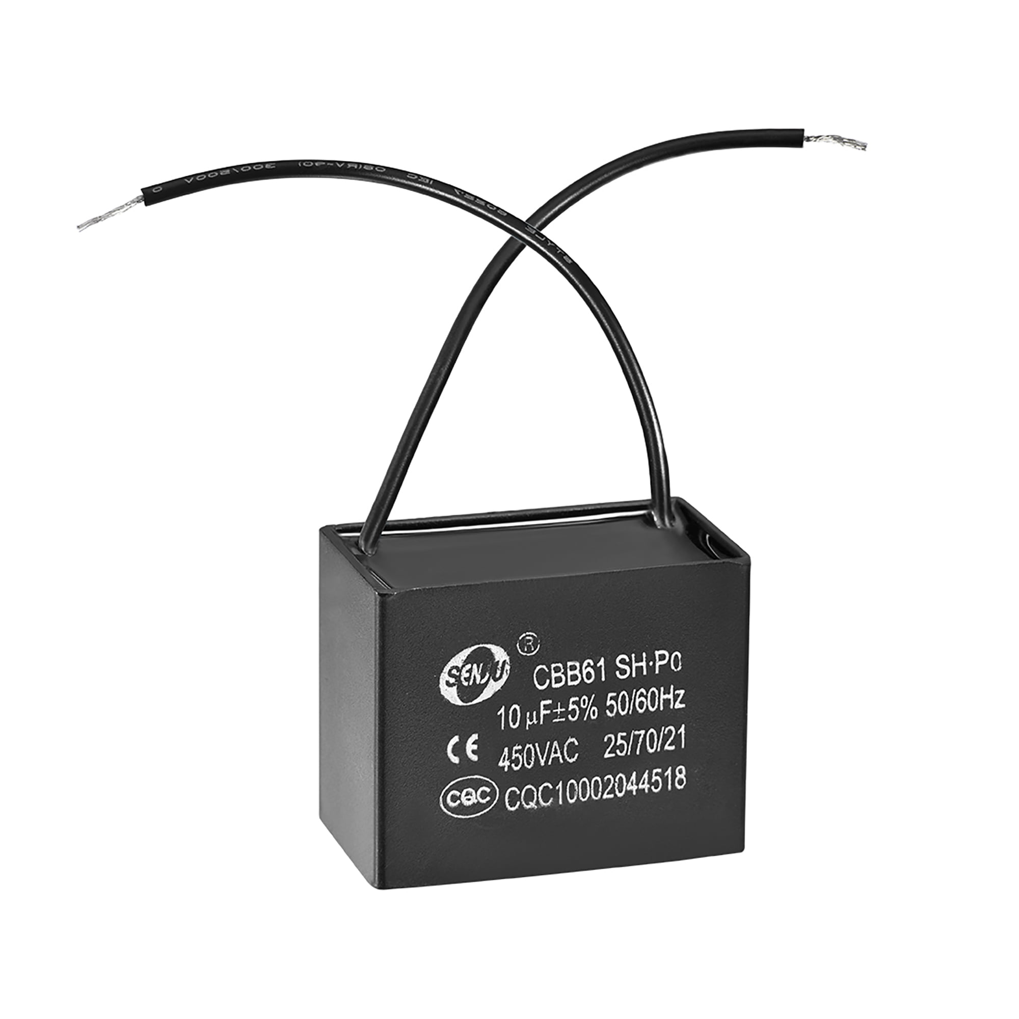 Uxcell 47x25x43.4mm 10uF 450V AC 2 Cable CBB61 Ceiling Fan Run