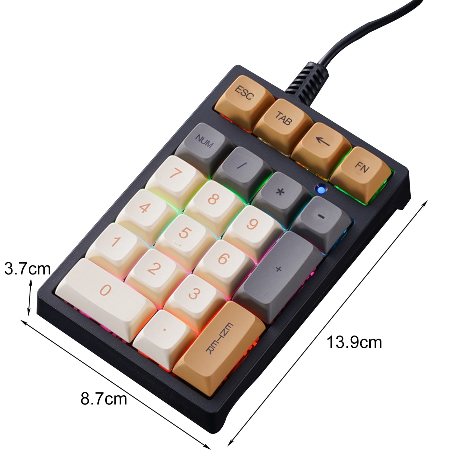 Naierhg Laptop Keypad with Mechanical Green Switches Mechanical Green Switch Laptop Keypad Usb Wired External Number Keyboard 21-key Mechanical for Laptop Cyan