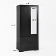 thumbnail image 3 of 72" Tall 2 Doors Armoire Wardrobe Closet with 2 Drawers and Mirror, Multifunctional Wooden Wardrobe Storage Cabinet with Induction Light for Bedroom,Black, 3 of 8
