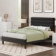 thumbnail image 3 of 4 EVER WINNER Full Platform Bed Frame, Horizontal Stitched Black Velvet Headboard, Heavy-Duty Slat Support, Noise-Free Mattress Foundation, No Box Spring, 3 of 9