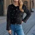 thumbnail image 4 of PiGOGI Women's Long Sleeve V-Neck Soft Knit Cropped Sweater Top Casual Comfortable Black M, 4 of 5
