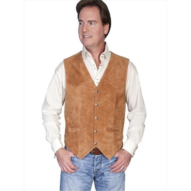 Scully 507-212-L Mens Leather Wear Lamb Snap Front Vest - Rust - Large