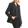 thumbnail image 4 of INSPIRE CHIC Women's Double Breasted Vintage Office Dressy Striped Suit Blazer S Black, 4 of 5