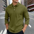 thumbnail image 2 of Men's Button Down Long Sleeve Shirt Turndown Collar Pullover Cotton Polyester Spandex Blend Solid Color Casual Top For Daily Office Work | Zenithor,Army Green L, 2 of 7