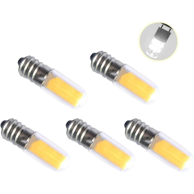HUGFEGWE E14 LED Bulbs Beads Lighting 220V 2.2W Energy Saving Corn Light 1 Pcs COB Edison Base E14 Base No Strobe Flicker Free Halogen Replacement Under-Cabinet Light Puck Light (Cool White, 5 PCS)