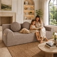 thumbnail image 3 of SESSLIFE 3 Seater Sofa Couch, Comfy Extra Deep Seat Cloud Couch with 3 Pillows and Side Pockets, Corduroy Low Profile Floor Sofa for Living Room, Compact No Assembly Couch, Camel, 3 of 8