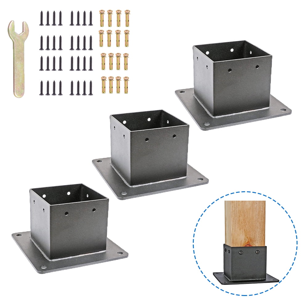iMeshbean 4 x 4 Post Base 3 PCS, Deck Post Base 3.6 x 3.6 inch, Post