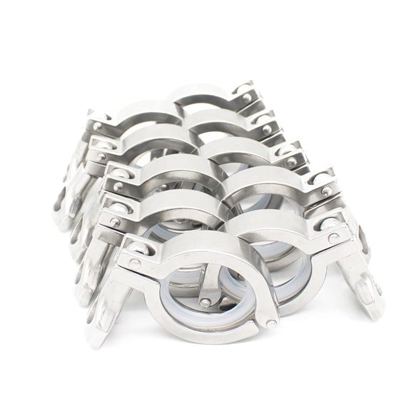 QiiMii Stainless Steel 304 Single Pin Heavy Duty Tri Clamp with Wing Nut for Ferrule TC 1.5'' with 1 pc Silicone Gasket (10 Pack)