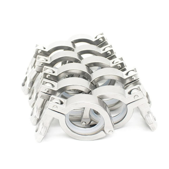 QiiMii Stainless Steel 304 Single Pin Heavy Duty Tri Clamp with Wing Nut for Ferrule TC 1.5'' with 1 pc Silicone Gasket (10 Pack)