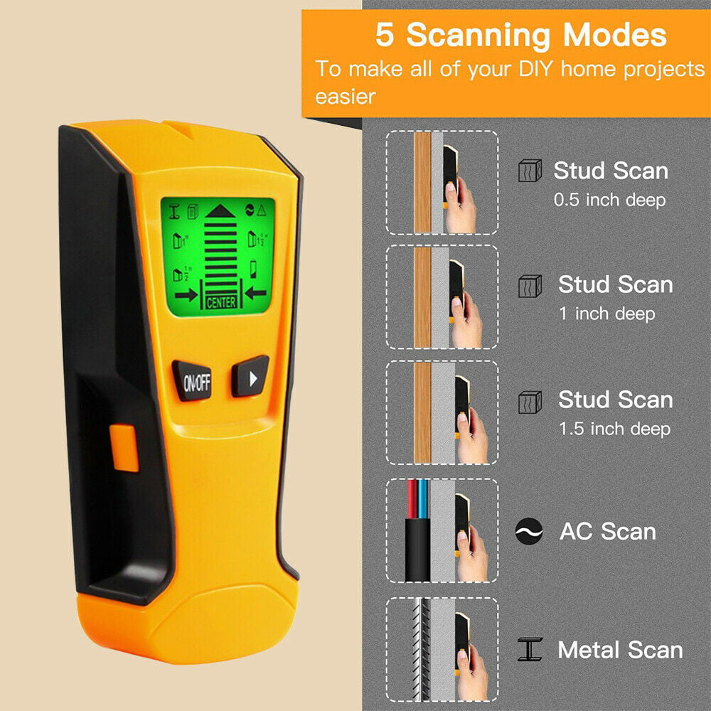3in 1 LCD Wall Center Metal Finder Stud Wood Scanner Metal AC Live Wire Detector 