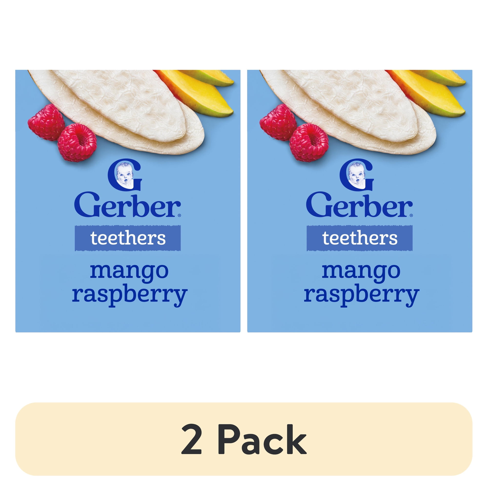 (2 pack) Gerber Snacks for Baby Teethers, Mango Raspberry, 1.7 oz Box (12 Pack)