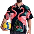 thumbnail image 4 of Flamingo Tropical Rainforest Men's Short Sleeve Hawaiian Shirt, Casual Printed Button Down Beach Tops for Summer, Spread Collar Mens Shirts Unisex, 4 of 6