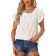 thumbnail image 1 of INSPIRAR CHIC Blusas de Verano para Mujeres con Puntos Suizos, Cuello Redondo, Mangas Cortas en Pétalo, Tops Tunic Florales Lindos, Blancos, Talla XS, 1 of 6
