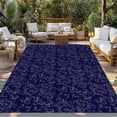 thumbnail image 2 of Navy Blue Floral Outdoor Rug 3x5 Ft - Reversible Patio Rug Outdoor Camping Rugs, Vintage Farmhouse Abstract Flowers Washable Indoor Outdoor Area Rugs, Non-Slip Outdoor Carpet Runner for Deck/Porch, 2 of 8