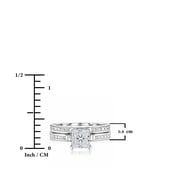 JeenMata 1.50 Carat Princess Cut Moissanite Wedding Set - Bridal Set - Channel Set Ring - Handmade Ring - 18k White Gold Plated for Women