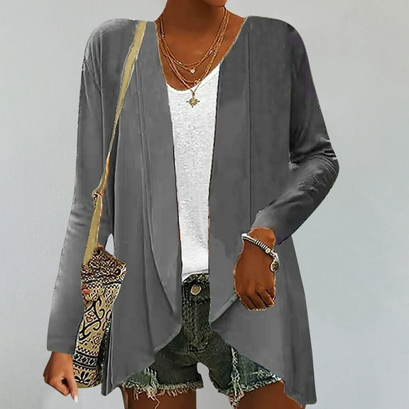 AOOCHASLIY Clearance Trendy Women Tops Fashion Women Long Sleeve Solid Color Loose Cardigan Knit Jacket Tops